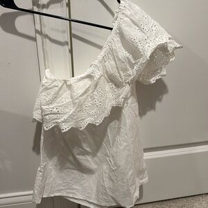 One Shoulder White Tank Small